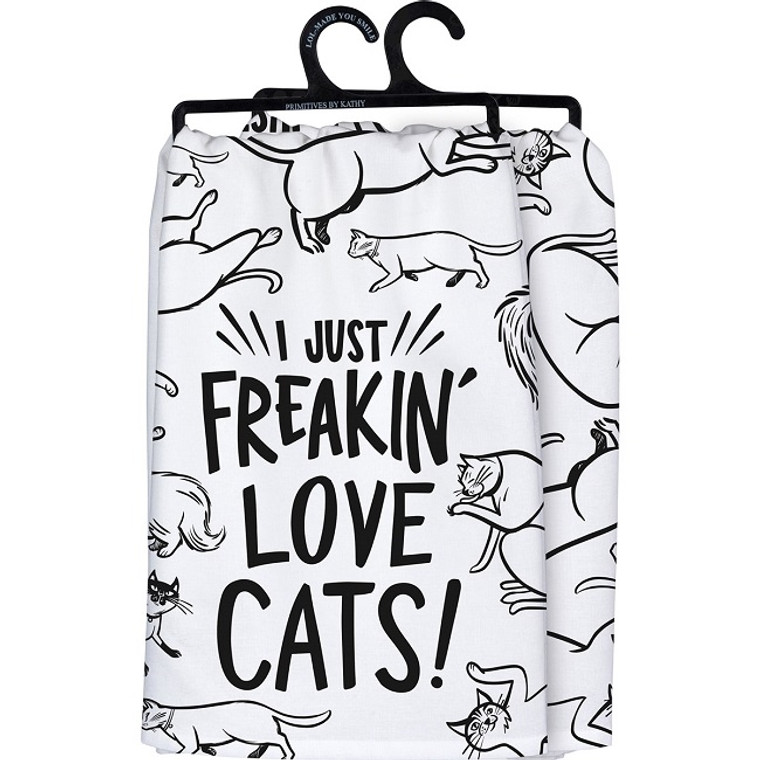 I Just Freakin' Love Cats Dish Towel