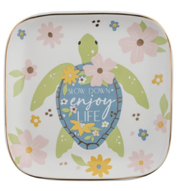 Slow Down Enjoy Life  Square Turtle Trinket Tray