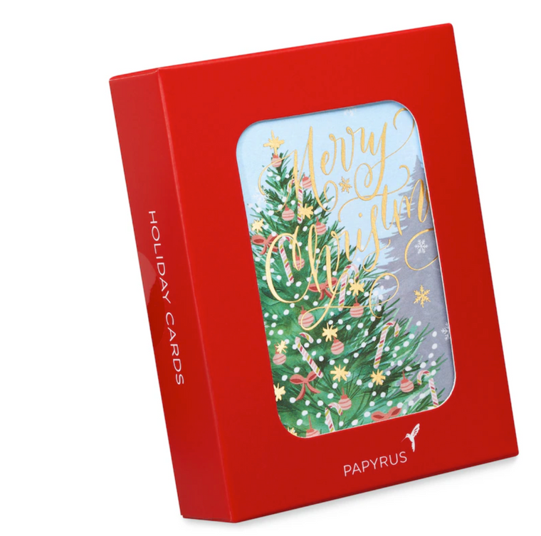 Pink Candy Tree Christmas Cards Boxed Set