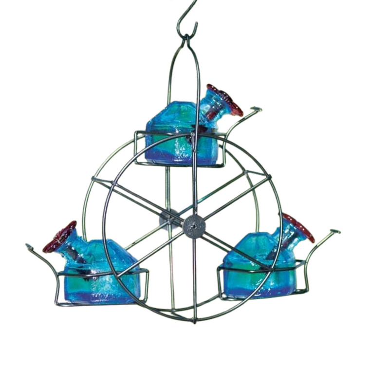 Ferris Wheel 3 Hummingbird Feeder - Aqua