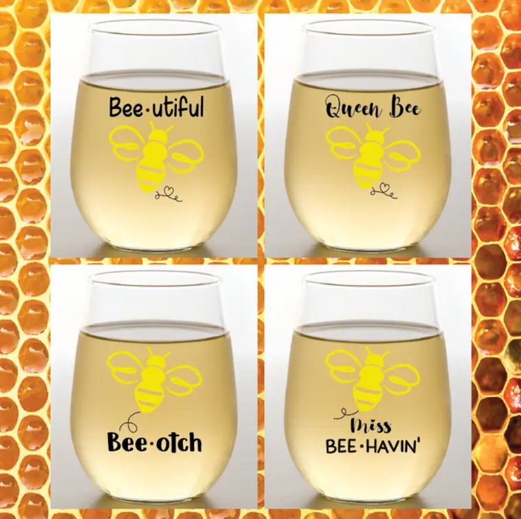 Bee Hive Edition Shatterproof Wine Glass (4)