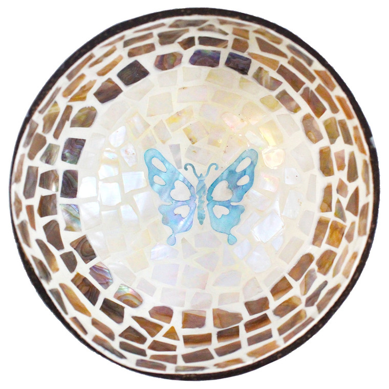 Aqua Butterfly Mosaic Bowl