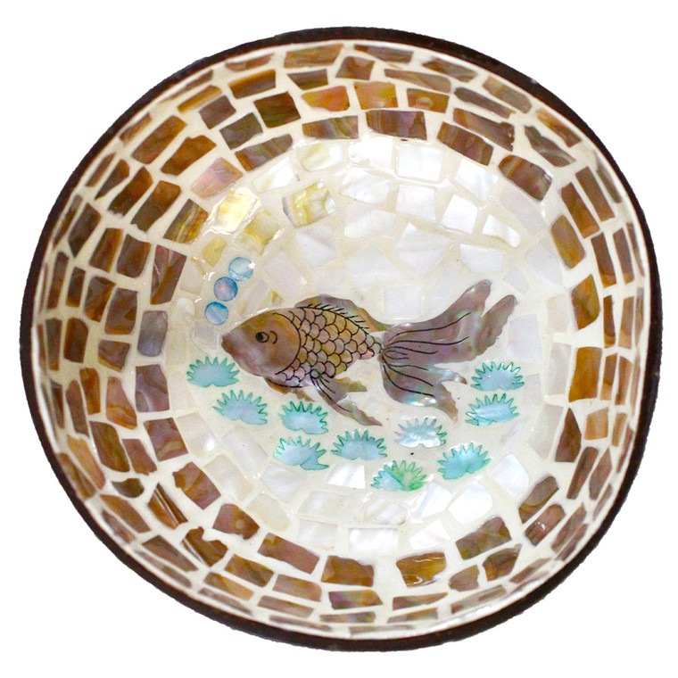 Fish and Lotus Mosaic Bowl