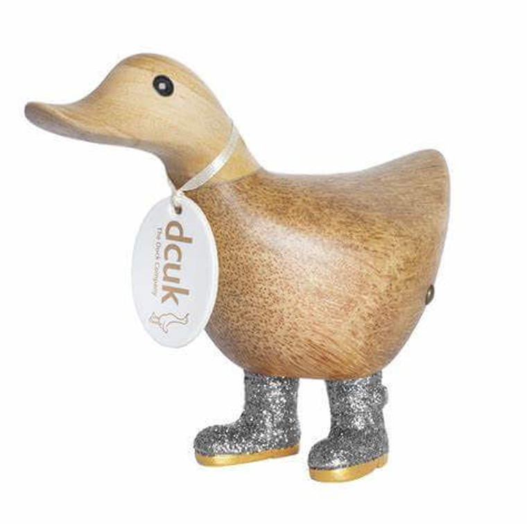 Ducky Wearing Silver Disco Welly Boots