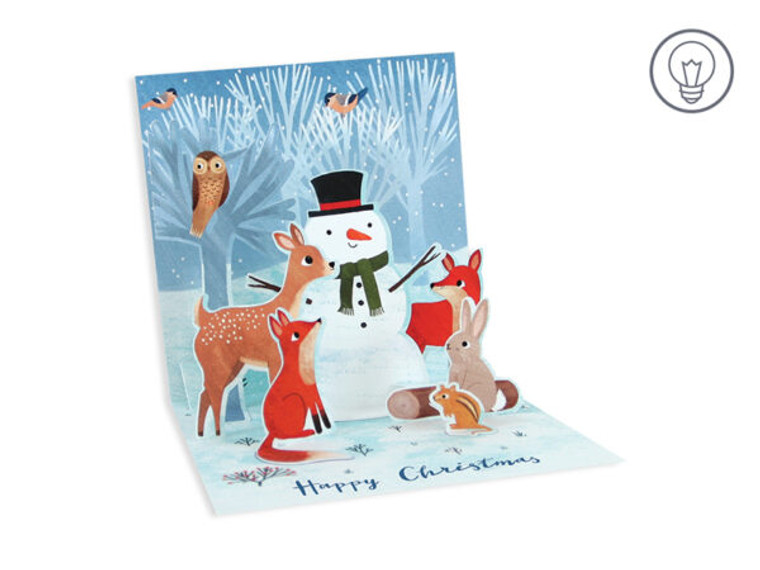 Forest Snowman Pop-Up Card (Lighted)
