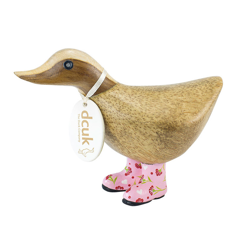Ducky Wearing Pink Floral Welly Boots