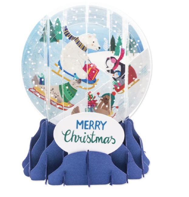Arctic Sledding Pop-Up Snow Globe Greeting