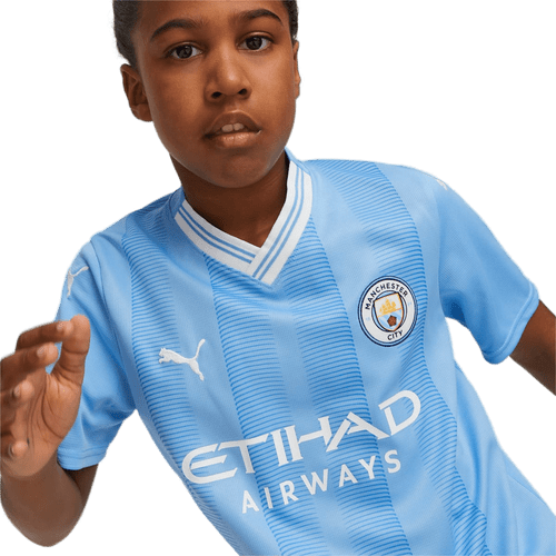 DE BRUYNE #17 Manchester City 23/24 Kid's Home Shirt and Shorts - PL Font