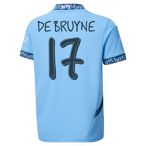 DE BRUYNE #17 Manchester City 24/25 Kid's Home Shirt and Shorts - Man City Font