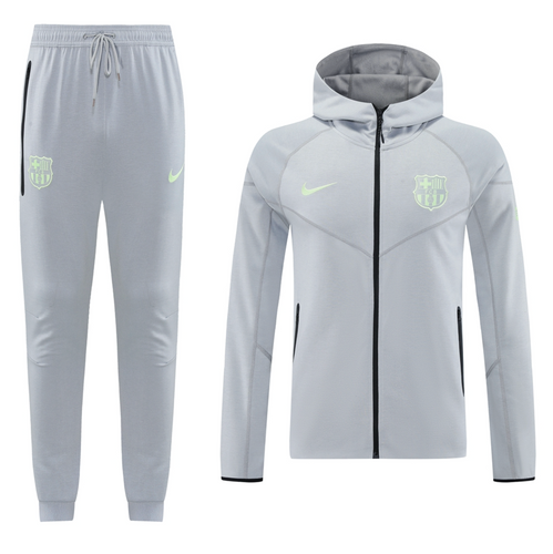 Barcelona 24/25 Men's Gray Long Zip Hoodie Tracksuit