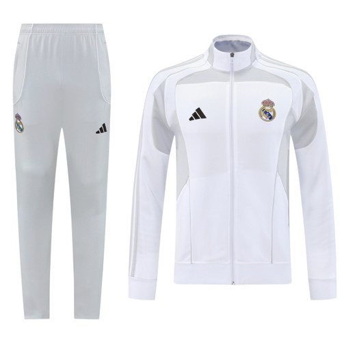 Real Madrid 25/26 Men's White Long Zip Jacket