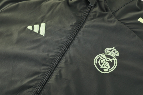 Real Madrid 25/26 Men's Dark Olive Long Zip Windbreaker