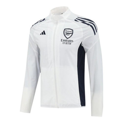 Arsenal 25/26 Men's White Long Zip Windbreaker