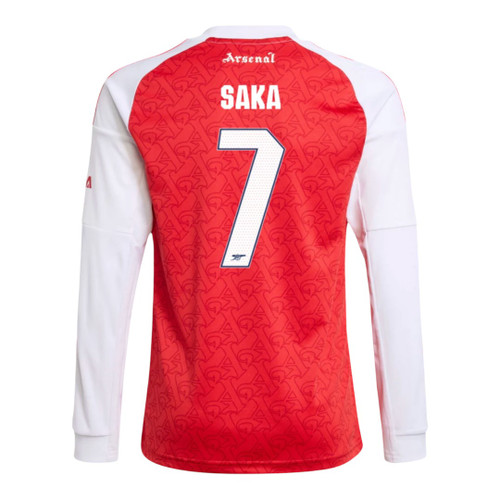 SAKA #7 Arsenal 25/26 Men's Home Long Sleeve Shirt - Arsenal Font