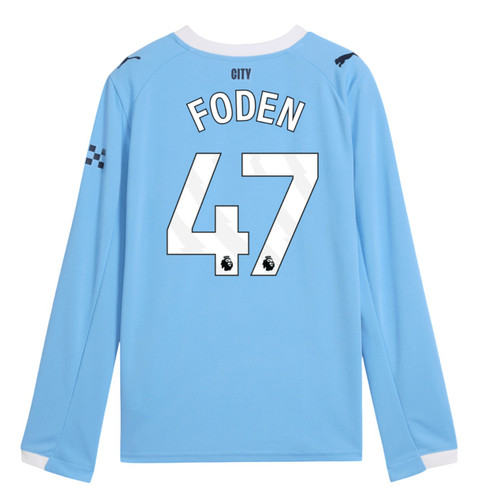 FODEN #47 Manchester City 25/26 Men's Home Long Sleeve Shirt - PL Font