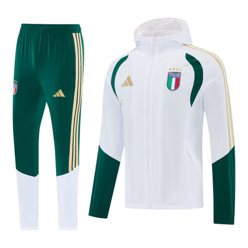 Italy 2026 Men's White Long Zip Windbreaker