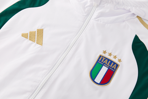 Italy 2026 Men's White Long Zip Windbreaker