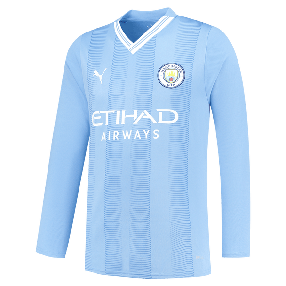 HAALAND #9 Manchester City 23/24 Men's Home Long Sleeve Shirt - PL Font
