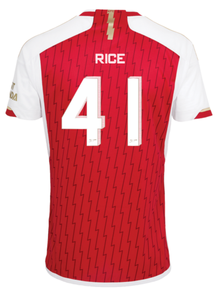 RICE #41 Arsenal 23/24 Authentic Men's Home Shirt - Arsenal Font