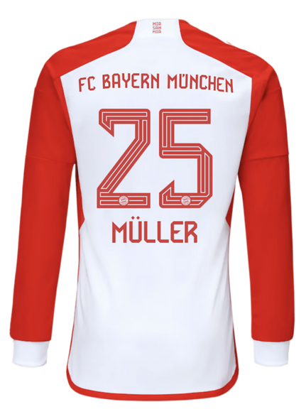 MÜLLER #25 Bayern Munich 23/24 Men's Home Long Sleeve Shirt