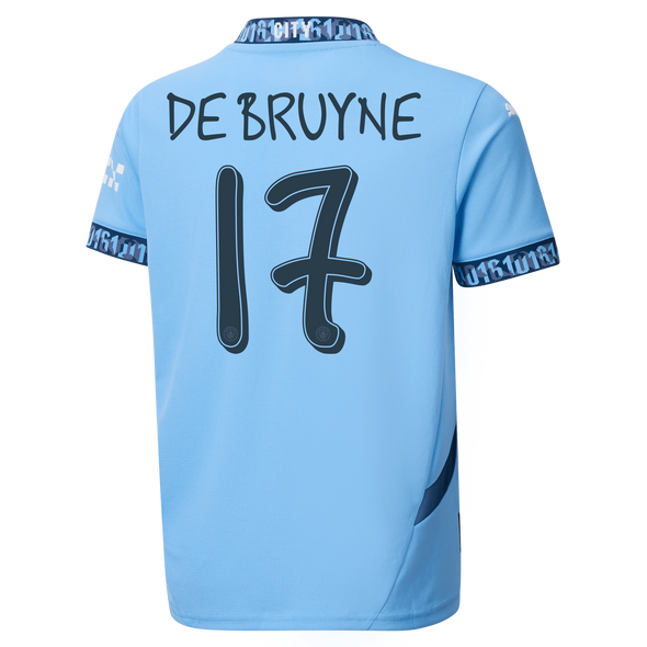 DE BRUYNE #17 Manchester City 24/25 Kid's Home Shirt and Shorts - Man City Font