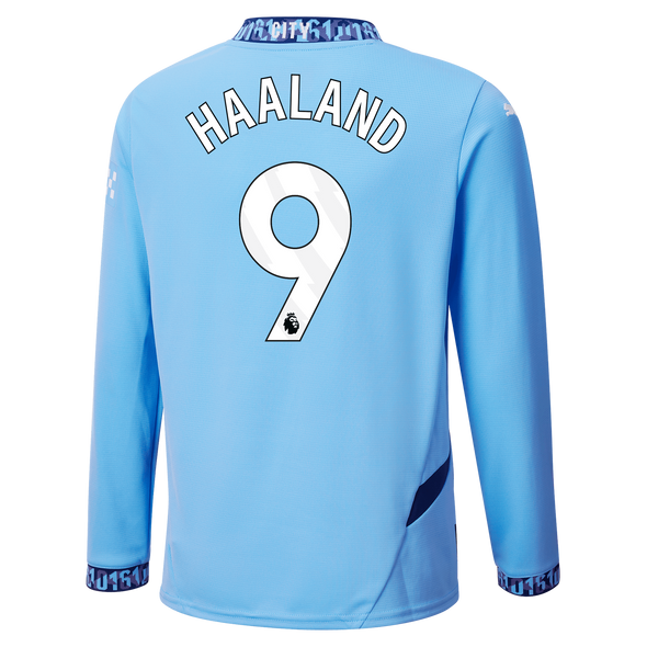 HAALAND #9 Manchester City 24/25 Men's Home Long Sleeve Shirt - PL Font