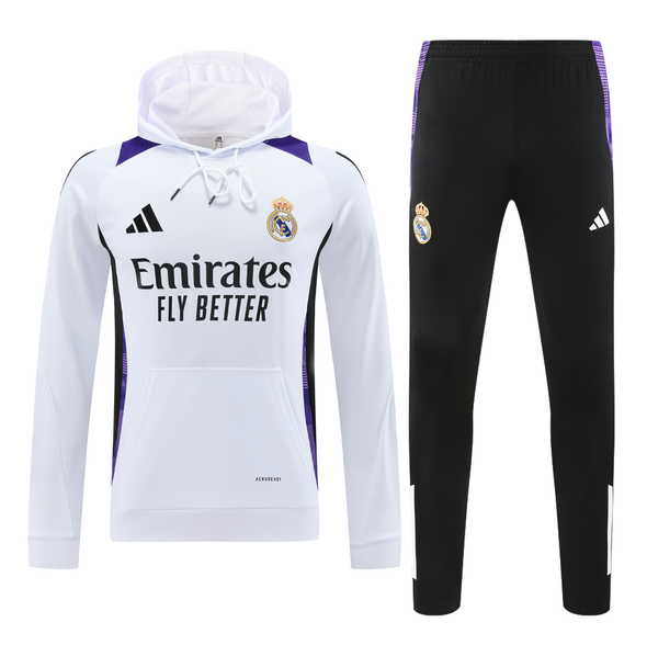 Real Madrid 24/25 Men's White Hoodie Tracksuit