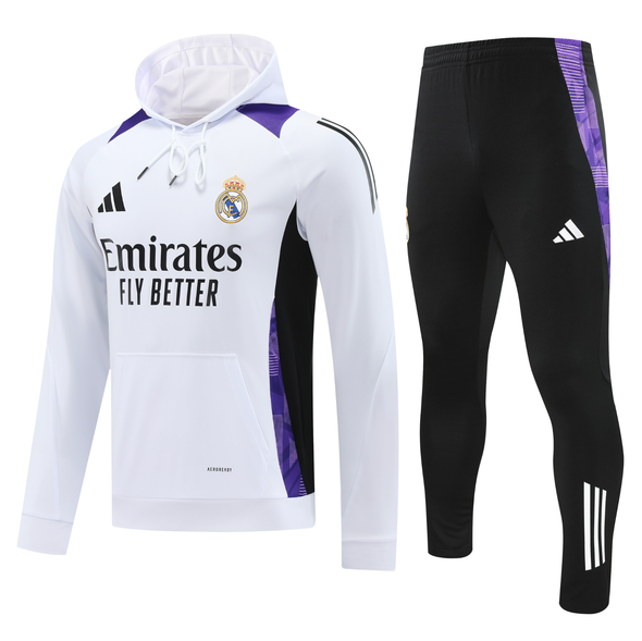 Real Madrid 24/25 Men's White Hoodie Tracksuit