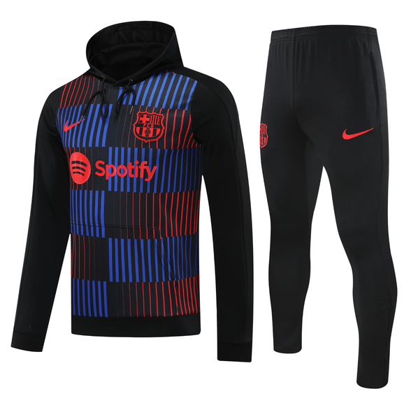 Barcelona 24/25 Men's Black-Patterns Hoodie Tracksuit