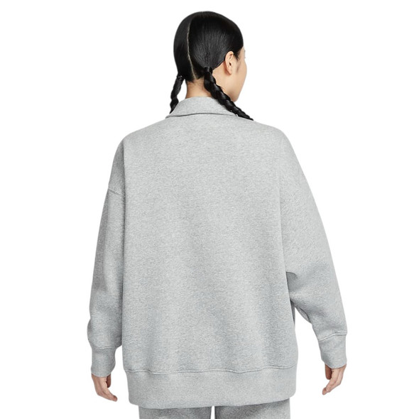 Nike Women's Gray Oversized Short-Zip Fleece