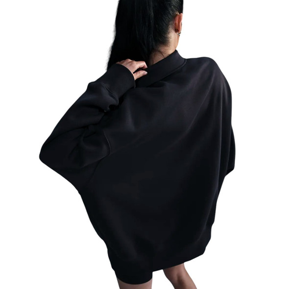 Nike Women's Black Oversized Short-Zip Fleece