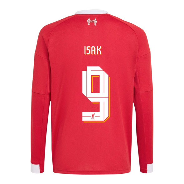 ISAK #9 Liverpool 25/26 Men's Home Long Sleeve Shirt - Liverpool Font