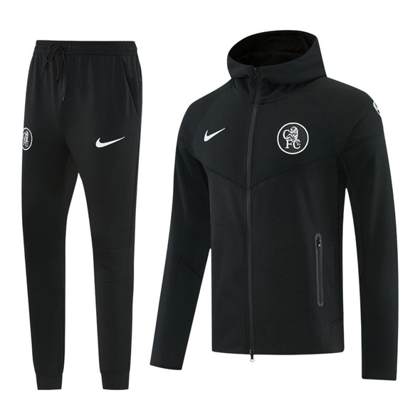 Chelsea 25/26 Men's Black Long Zip Hoodie Tracksuit