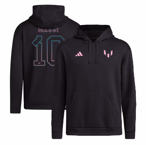 Messi Name & Number Fleece Pullover Black Hoodie