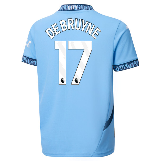DE BRUYNE #17 Manchester City 24/25 Kid's Home Shirt and Shorts - PL Font