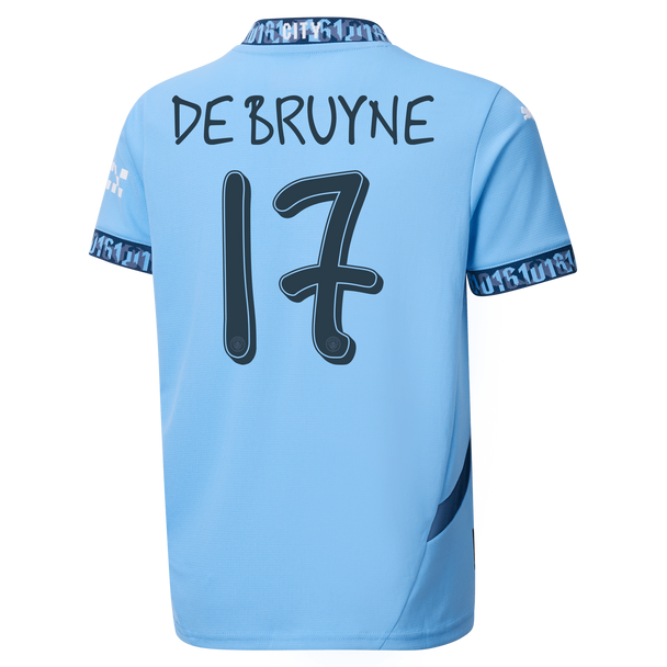 DE BRUYNE #17 Manchester City 24/25 Kid's Home Shirt and Shorts - Man City Font