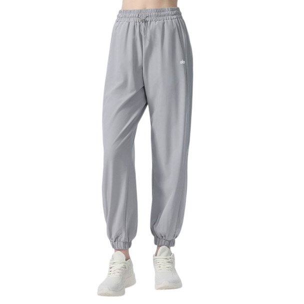 Alo Women's Light Gray High-Waisted Joggers