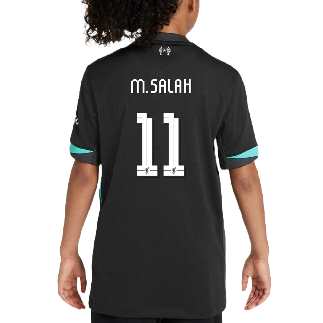M.SALAH #11 Liverpool 24/25 Kid's Away Shirt and Shorts - LFC Font
