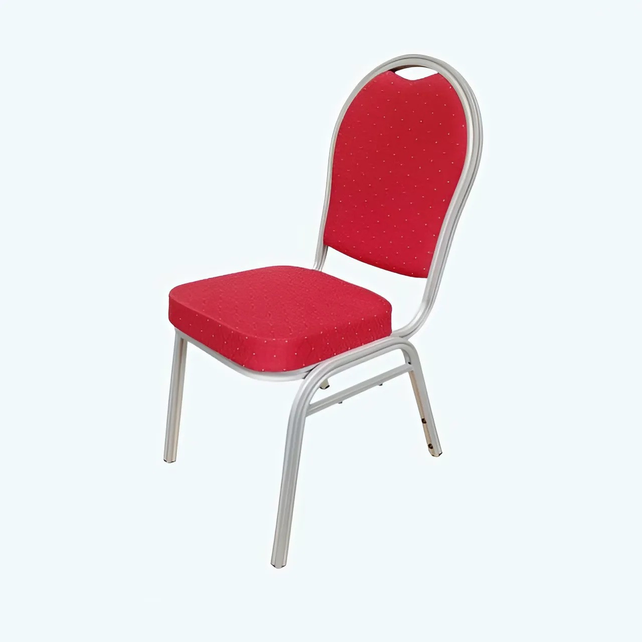 Round Back Steel Banqueting Red with Silver Frame