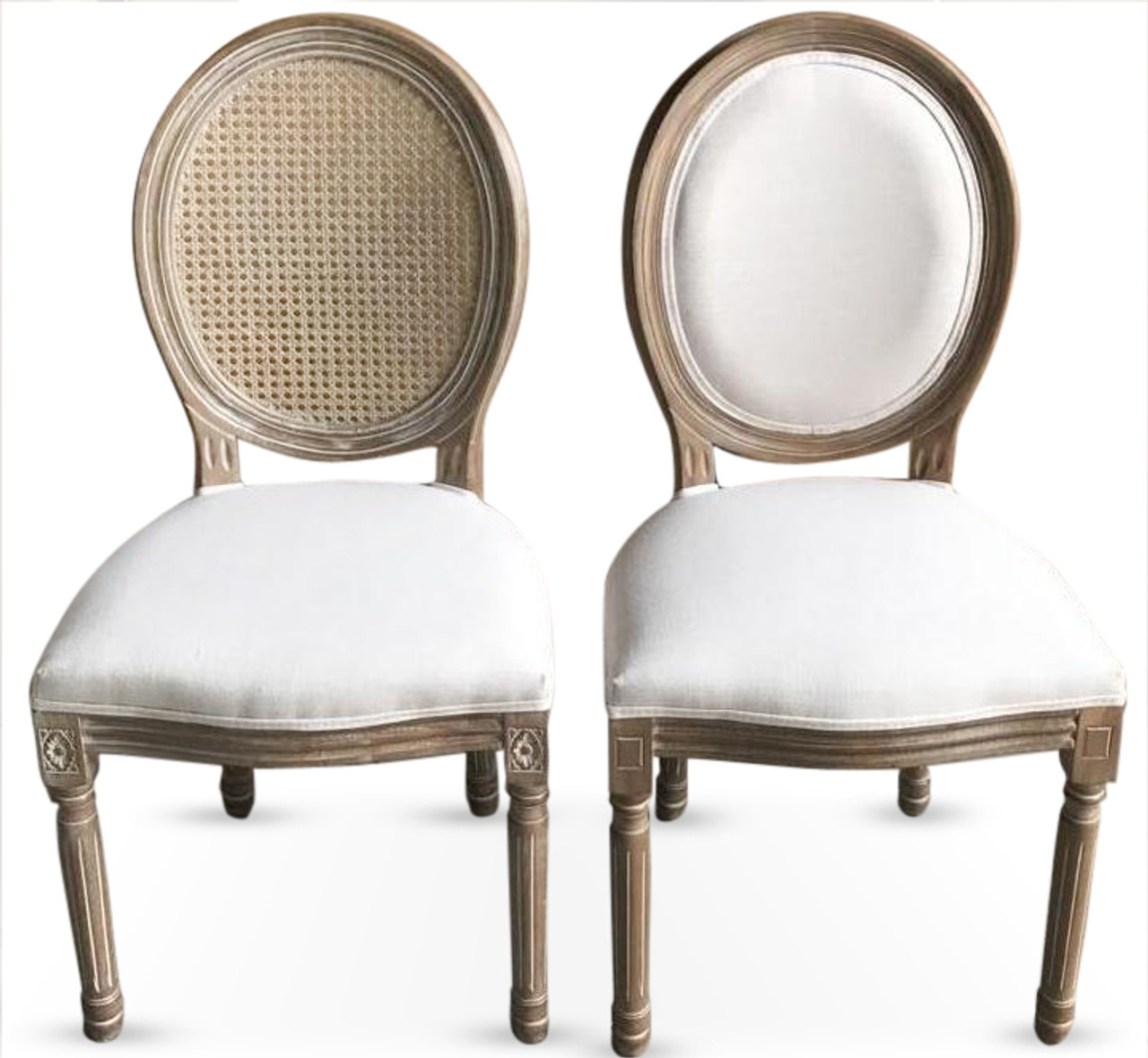 King Louis Chair - Natural with Rattan Back 