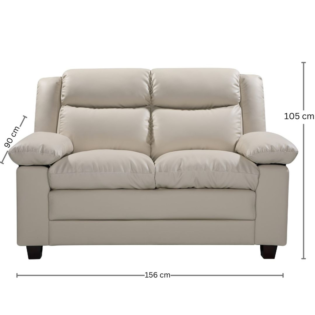 Waterfall Back 2 Seater Leather Sofa - Front Row Furniture