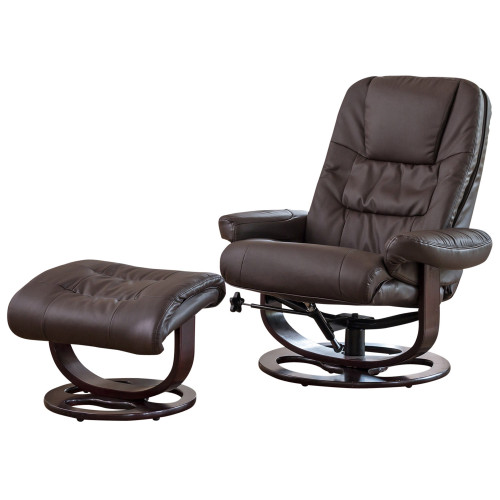 Traditional High Padded Swivel Recliners (With Massage and Heat) (Brown)
