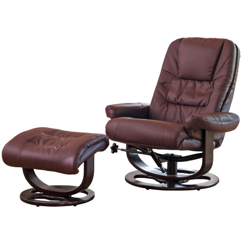 Traditional High Padded Swivel Recliners (With Massage and Heat) (Burgundy)
