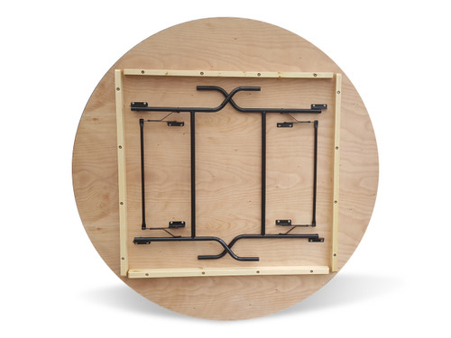 View of the underside of the 6ft Round Wooden Banqueting Tables, notice the 4 support bars for added strength