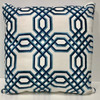 Geographic navy teal and white pillow