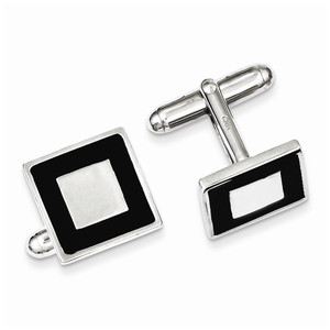 Sterling Silver and Black Enamel Cuff Links Sterling Silver and Black Enamel Cuff Links