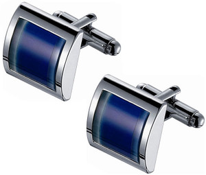 Blue Two-Tone Catseye Rhodium Plated Cufflinks