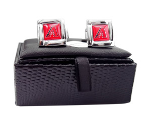 MLB Arizona Diamondbacks Square Cufflinks with Square Shape Engraved Logo Design Gift Box Set