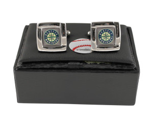 MLB Seattle Mariners Square Cufflinks with Square Shape Engraved Logo Design Gift Box Set MLB Seattle Mariners Square Cufflinks with Square Shape Engraved Logo Design Gift Box Set