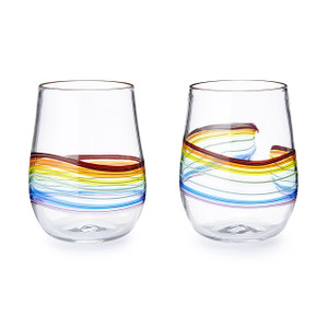 Rainbow Stemless Wine Glass - Set Of 2